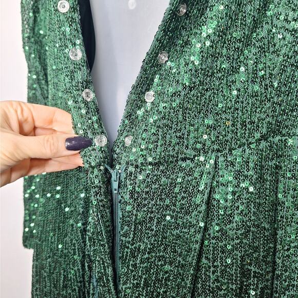 Eloquii Sequin Wide Leg Jumpsuit Emerald Green 16 Swiftie Disco Mermaid Party - Picture 4 of 11